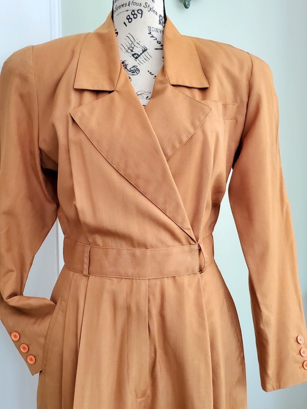 Vintage Pia Rucci Silk Long Sleeve Professional Jumpsuit